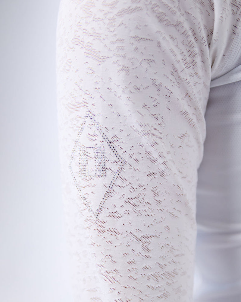 Mesh & Lace Sport Mock - White - Ladies