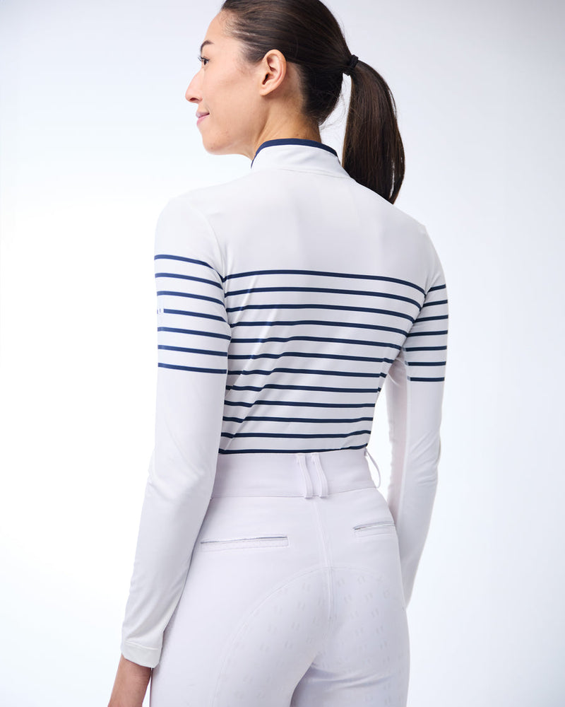 French Stripe Performance Sunshirt - Navy/White - Ladies