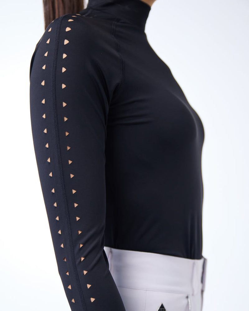 Laser Cut Sport Mock - Black