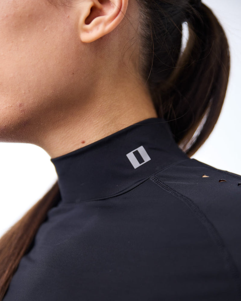 Laser Cut Sport Mock - Black