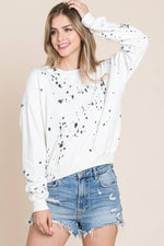 Splatter Dye Cotton Sweatshirt - Ladies