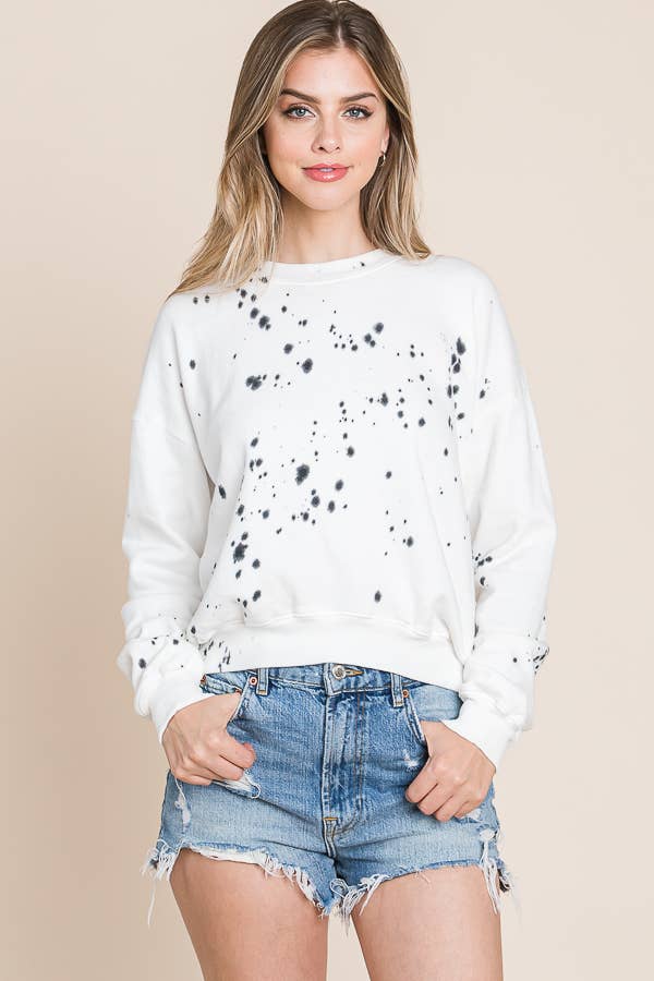 Splatter Dye Cotton Sweatshirt - Ladies