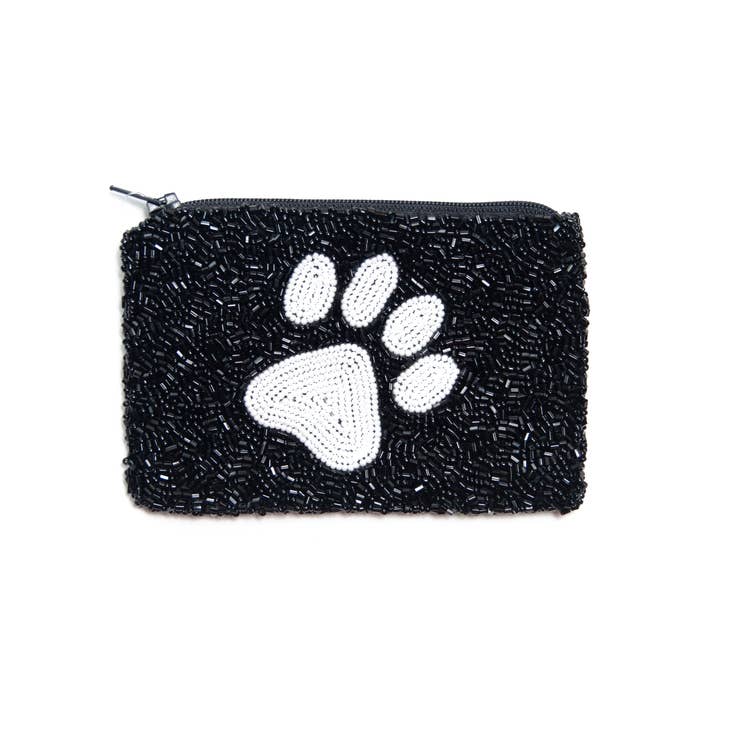 Hand Beaded Woof Paw Coin Purse