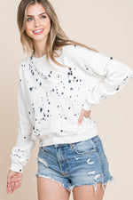 Splatter Dye Cotton Sweatshirt - Ladies