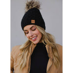 Black Knit Pom Hat