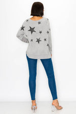 Star Print Round Neck Long Sleeve Sweatshirt