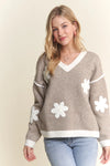 Floral V-Neck Sweater - Ladies