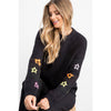 Star Sleeve Knit Crewneck Sweater