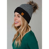 Striped Faux Pom Hat