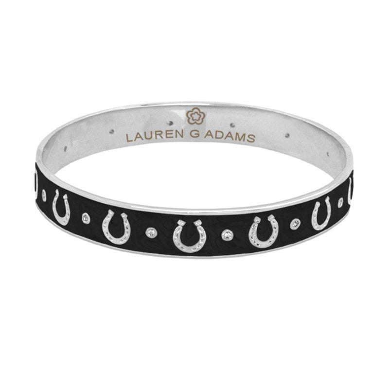 Equestrian Horseshoe Bangle - Silver Black