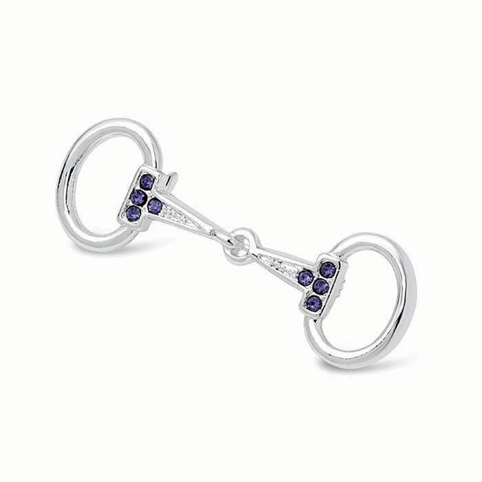 Snaffle Bit Stock Pin with Purple Crystal