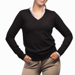 Essential V-Neck Sweater - Black - Ladies
