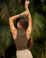 Blaire Sleeveless Perforated Mock - Agave