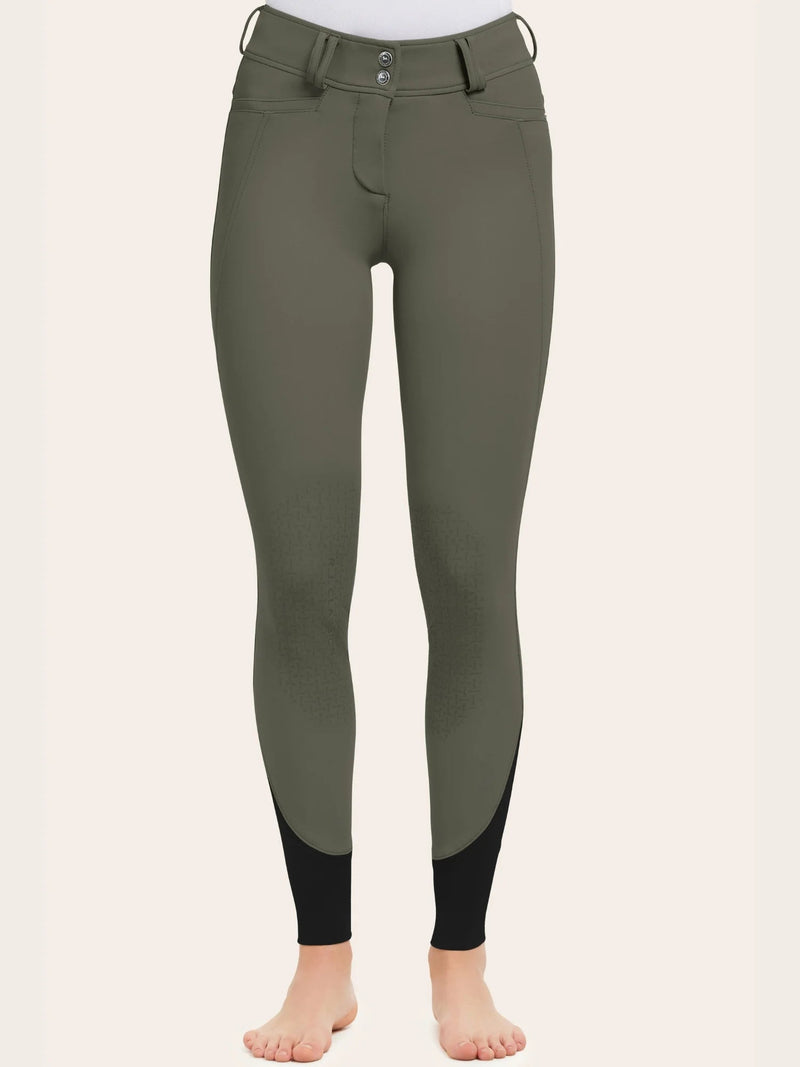 Hayden Silicone Knee Patch Breech - Dusty Olive - Ladies
