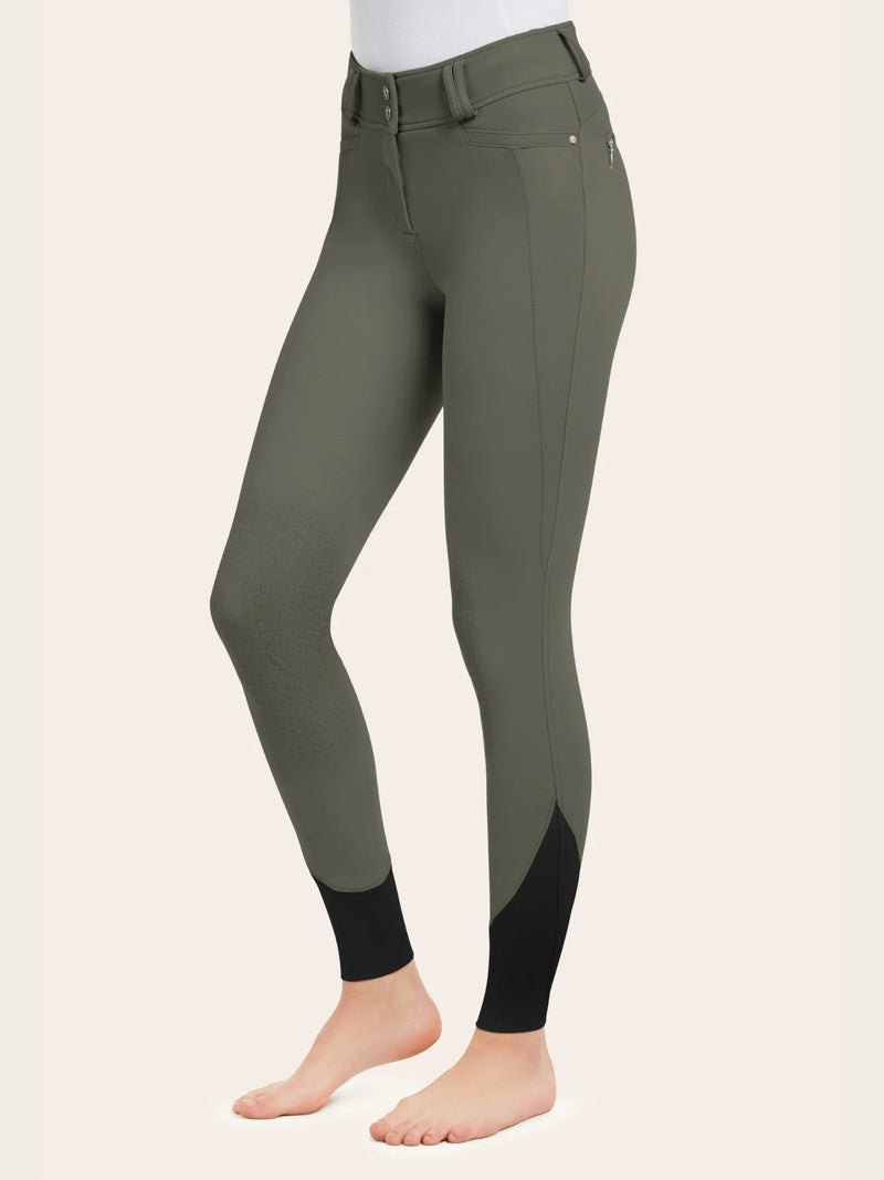 Hayden Silicone Knee Patch Breech - Dusty Olive - Ladies