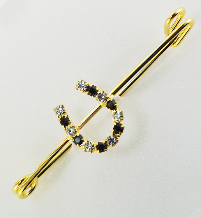 Crystal and Ruby Horseshoe Gold Stock Pin