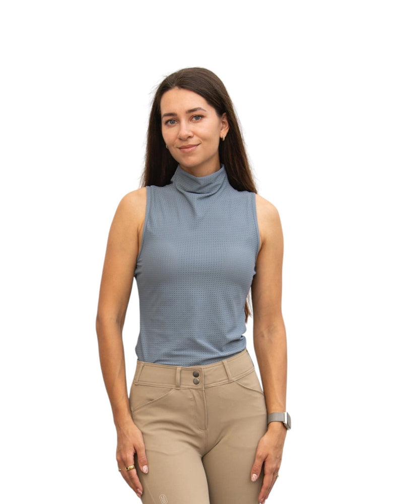 Blaire Sleeveless Perforated Mock - Powder Blue