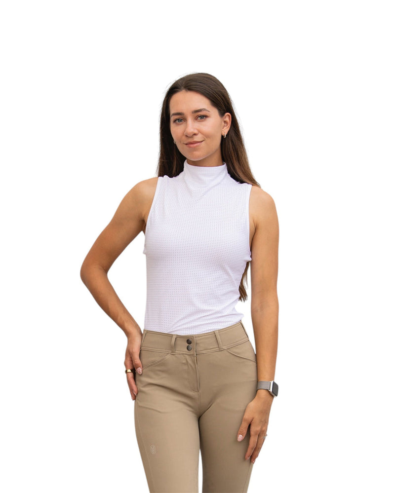 Blaire Sleeveless Perforated Mock - White - Ladies