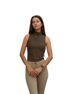 Blaire Sleeveless Perforated Mock - Agave