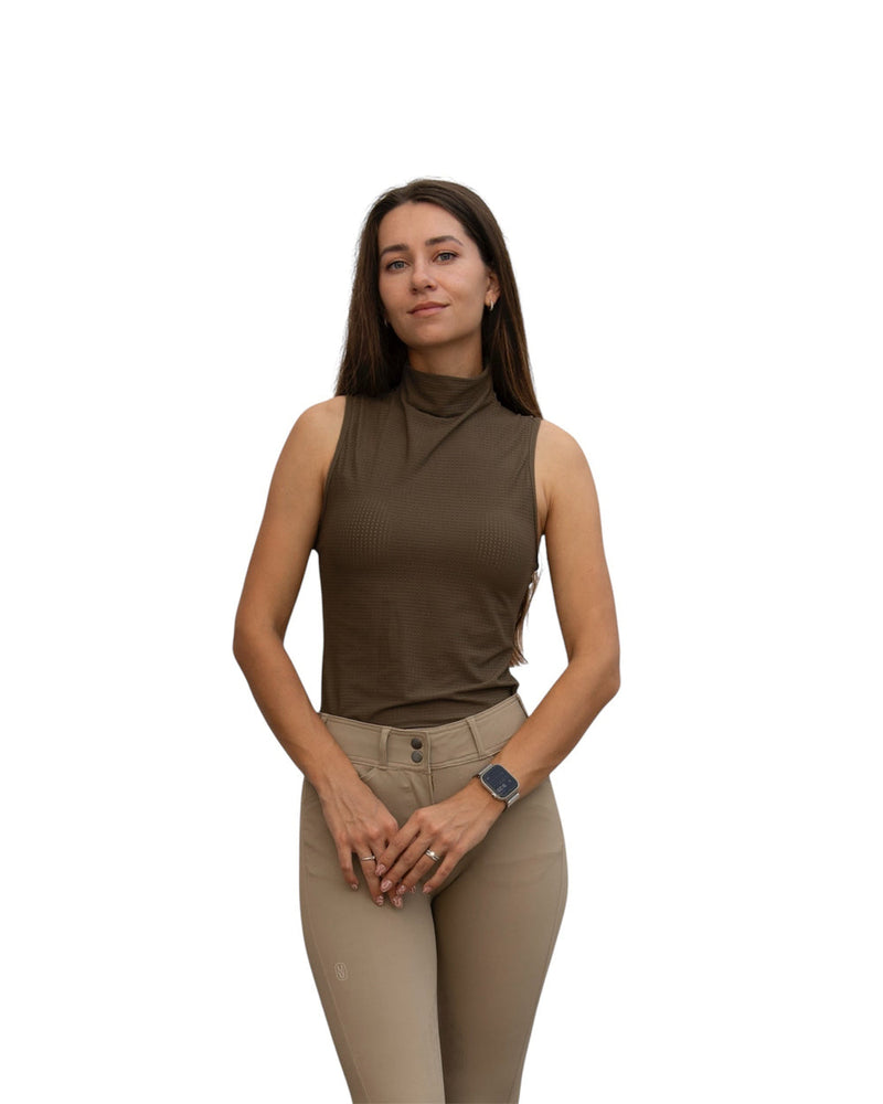 Blaire Sleeveless Perforated Mock - Agave