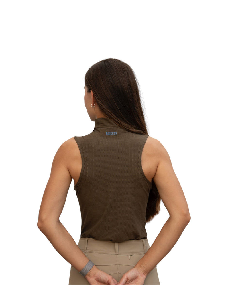 Blaire Sleeveless Perforated Mock - Agave