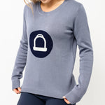 Vintage Stirrup Crewneck  Sweater - Denim - Ladies