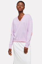 Inked Patch Cashmere V-Neck Sweater