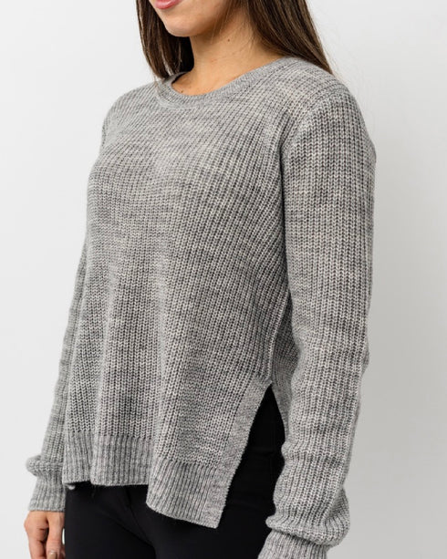 Knit Crew Neck Sweater - Graphite - Ladies