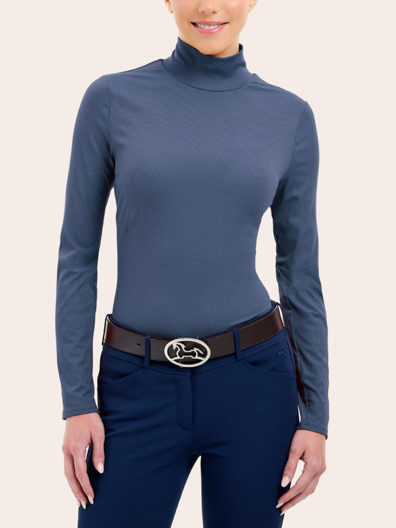 Joelle Mock Neck Shirt - Folkstone Grey