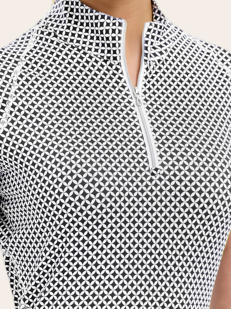 Lucy 1/4 Zip Shirt - Diamond Mosaic