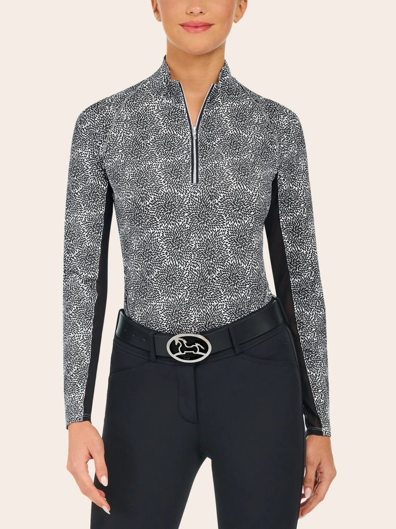 Libby 1/4 Zip - Black Floral Burst - Ladies