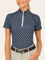 Lucy 1/4 Zip Shirt - Navy Chain - Ladies