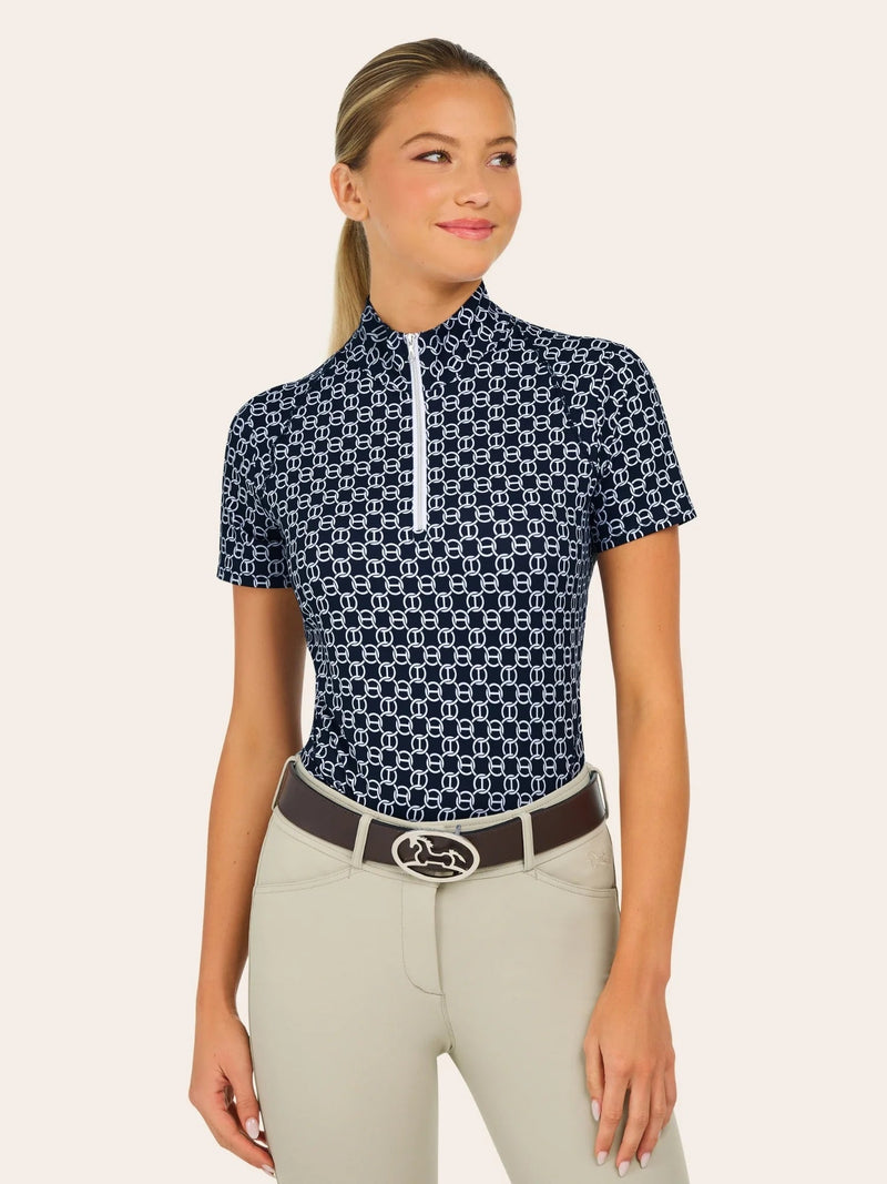Lucy 1/4 Zip Shirt - Navy Chain - Ladies