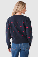 Contrast Hearts Crew Sweater