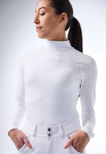Mesh & Lace Sport Mock - White - Ladies
