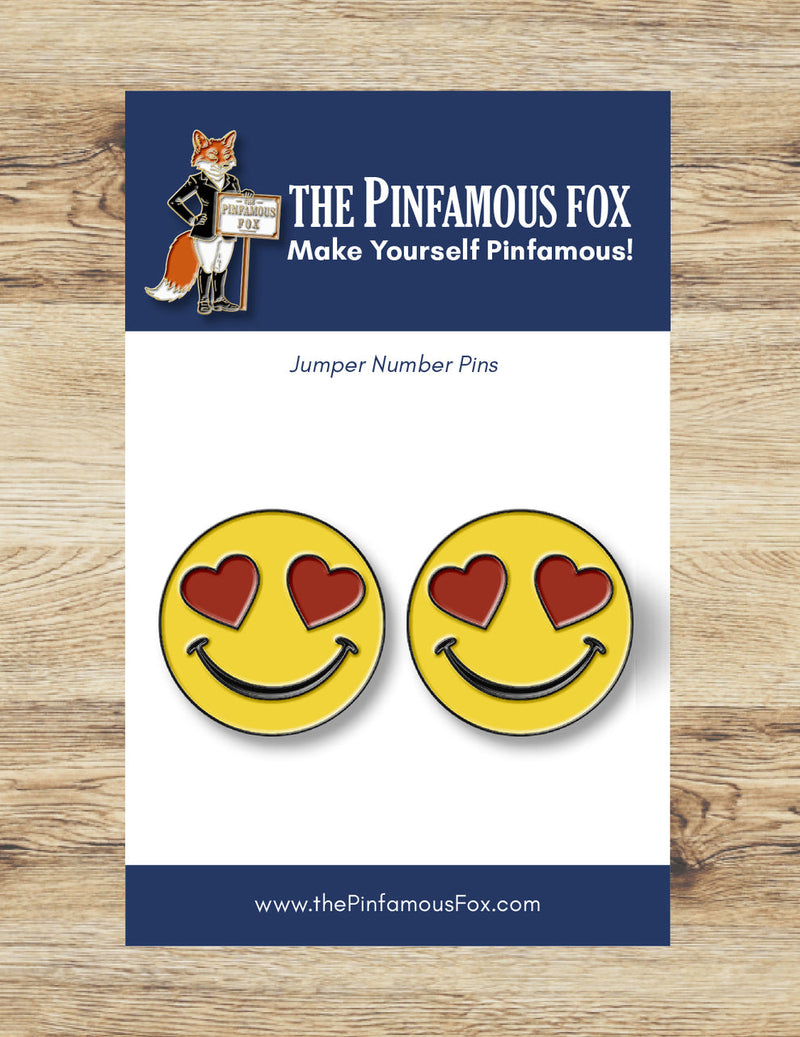 Heart Eyes Smiley Face Number Pins