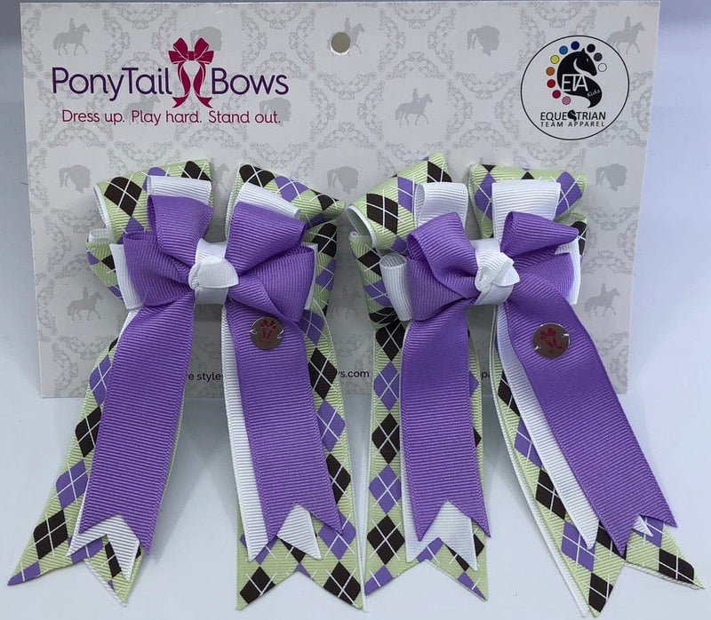 Argyle Purple Bows - PonyTail Bows