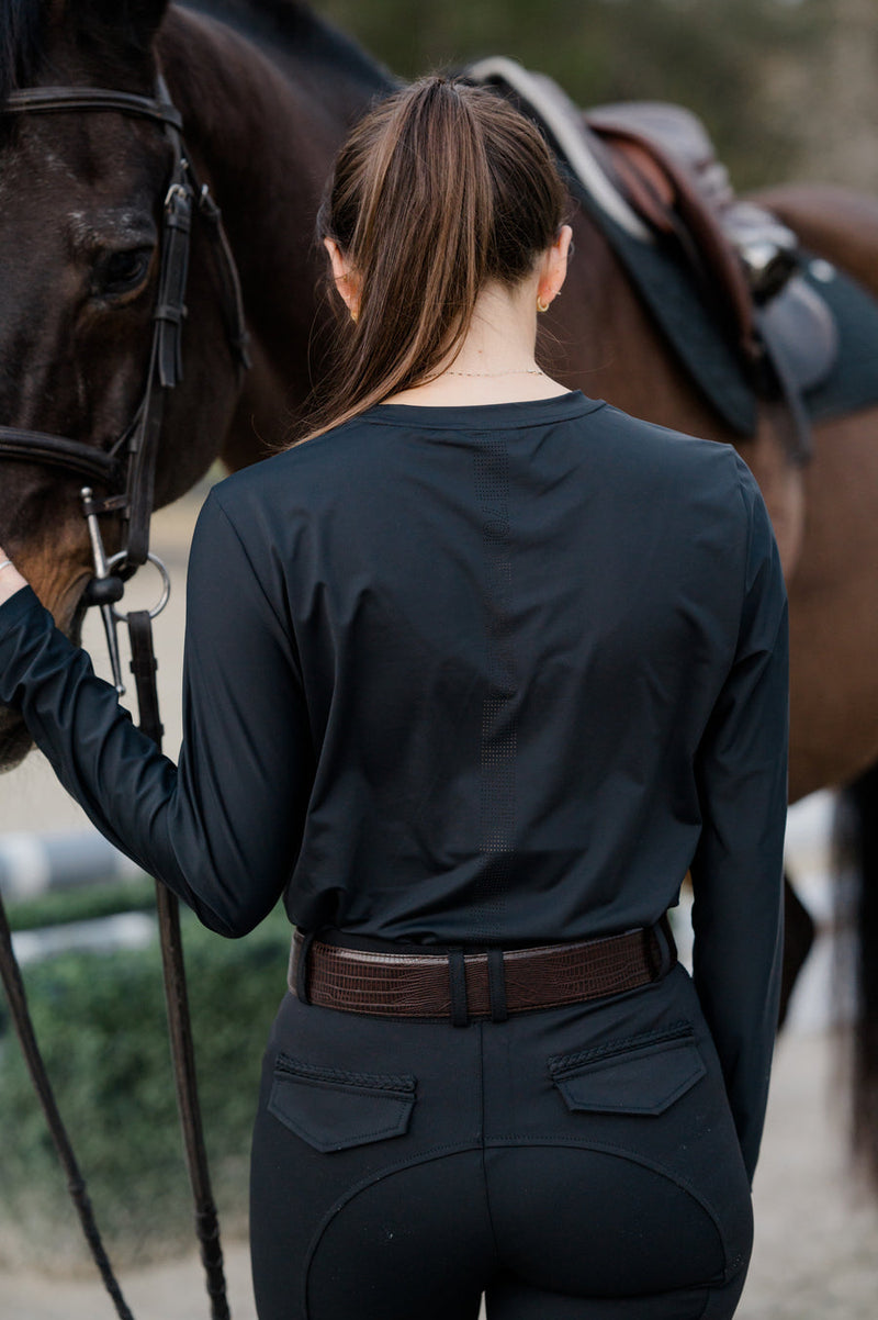Long Sleeve Air Tee - Black - Ladies