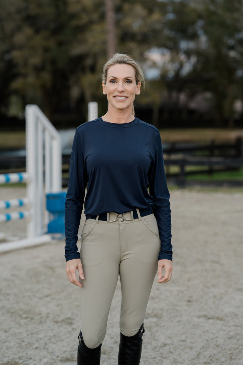 Long Sleeve Air Tee - Navy - Ladies