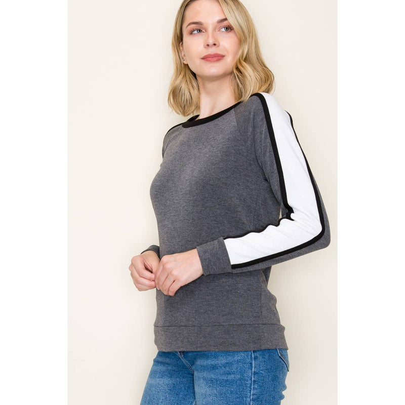 Color Trim French Terry Sweatshirt