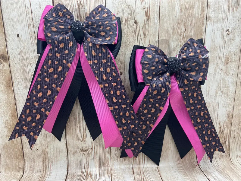 Benny Bows Show Bows - Wild Berry Black Cheetah Print