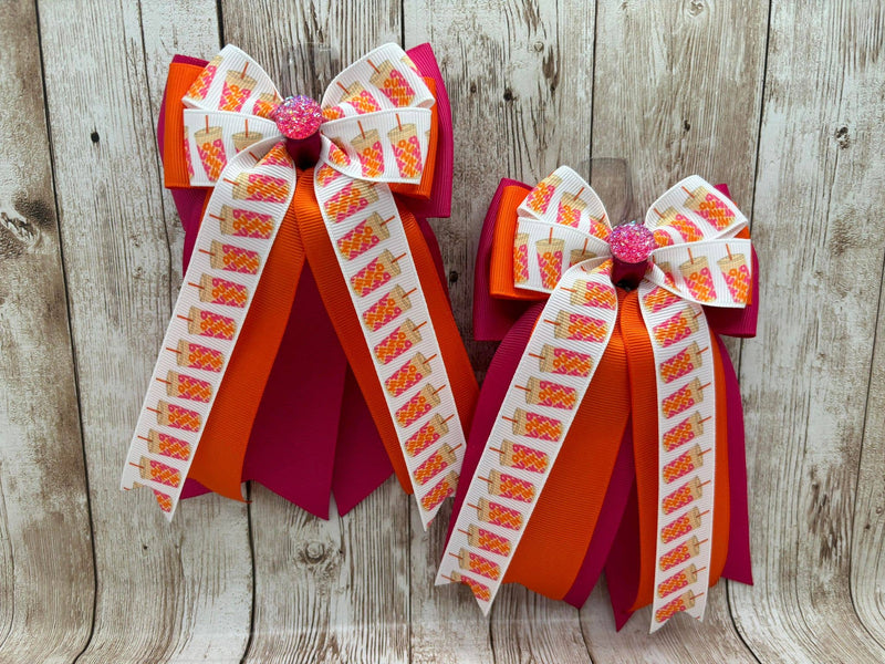 Benny Bows Show Bows - Iced Coffee on Pink and Orange