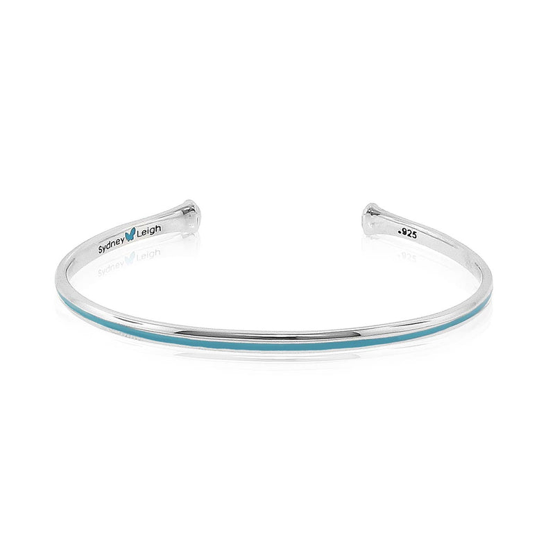 Skinny Enamel Bangle - Silver Blue