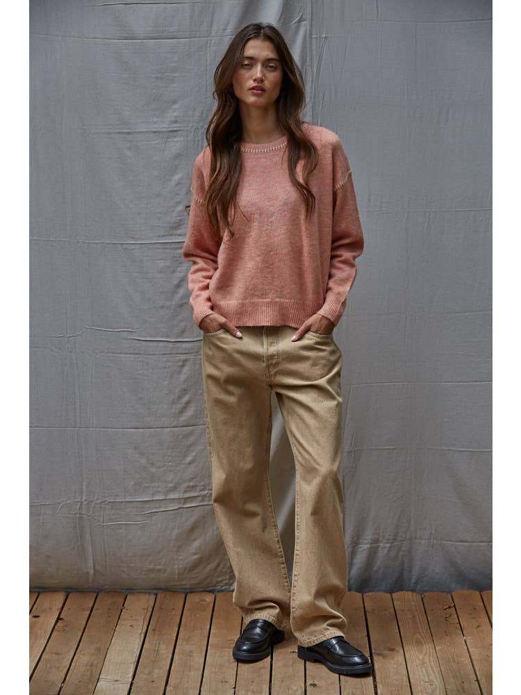 Contrast Stitch Knit Sweater