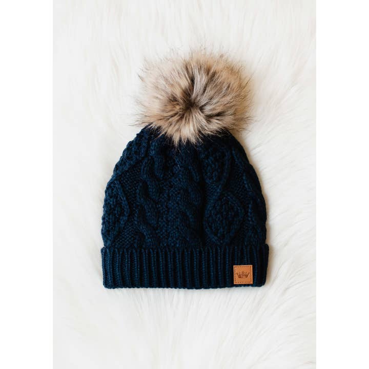 Navy Cable Knit Hat