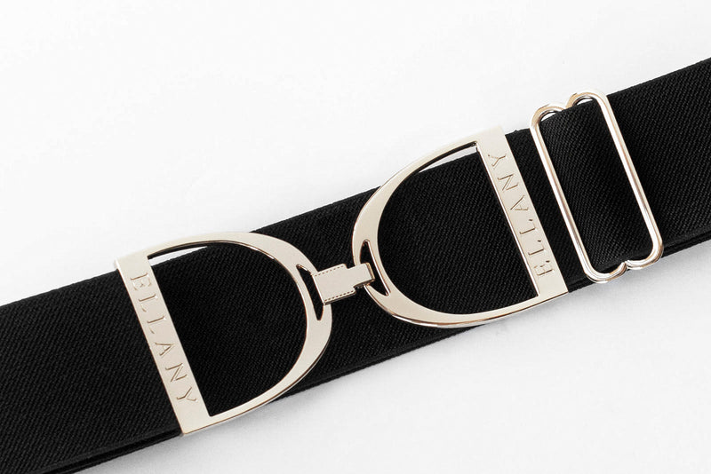 Black Silver Stirrup Elastic Belt - 2"