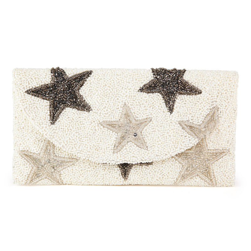 Allover Stars Beaded Clutch