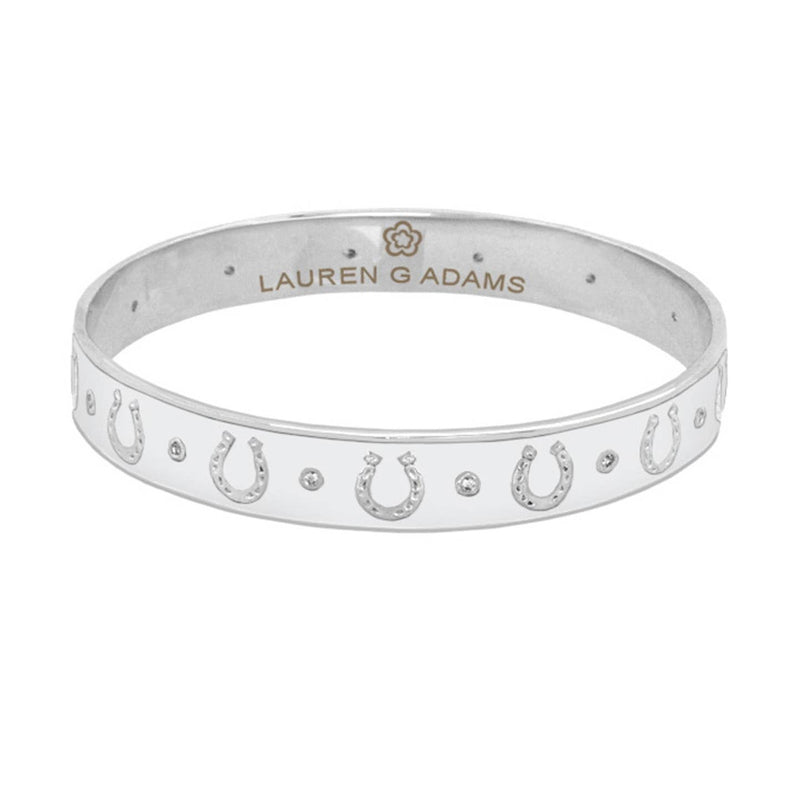 Equestrian Horseshoe Bangle - Silver White