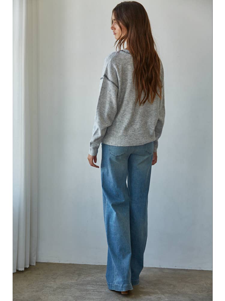 Contrast Stitch Knit Sweater