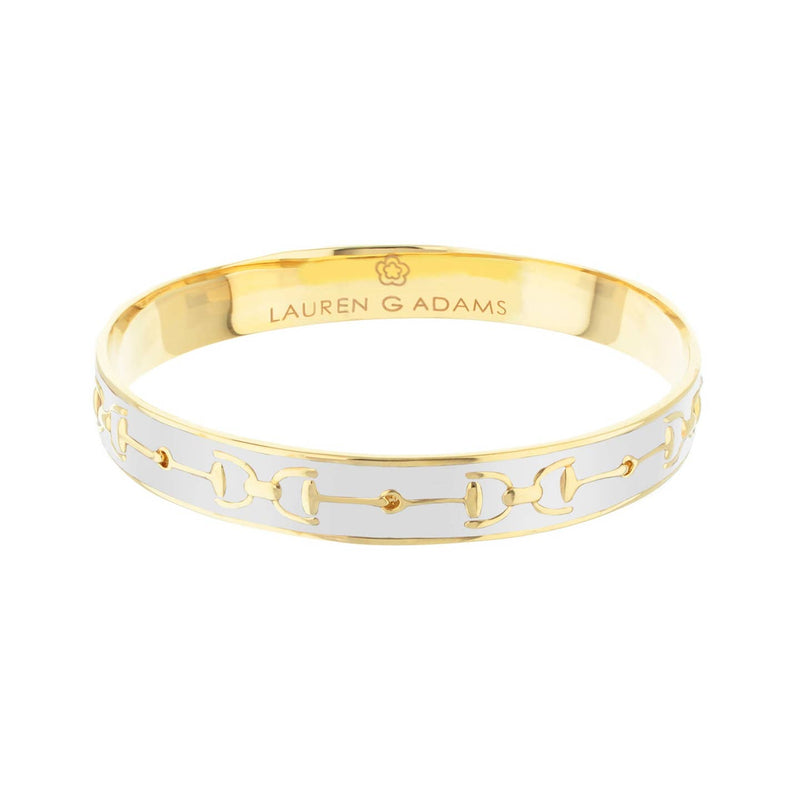 Equestrian Stirrup Bangle - Gold White